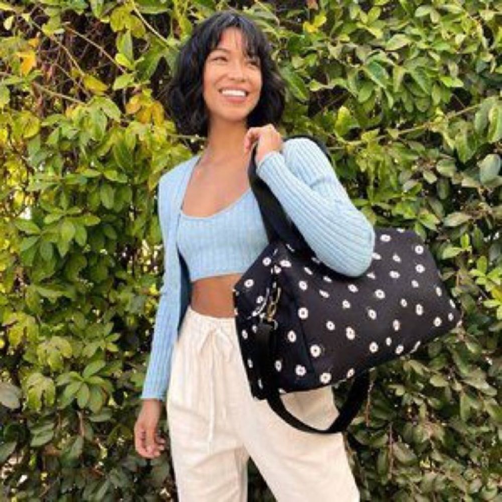 Alice + Olivia by Stacey Bendet Black Daisy Duffel Bag, NWT